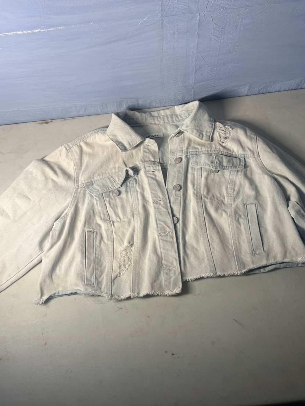 refuge White Distressed Lightweight Shirt Jacket